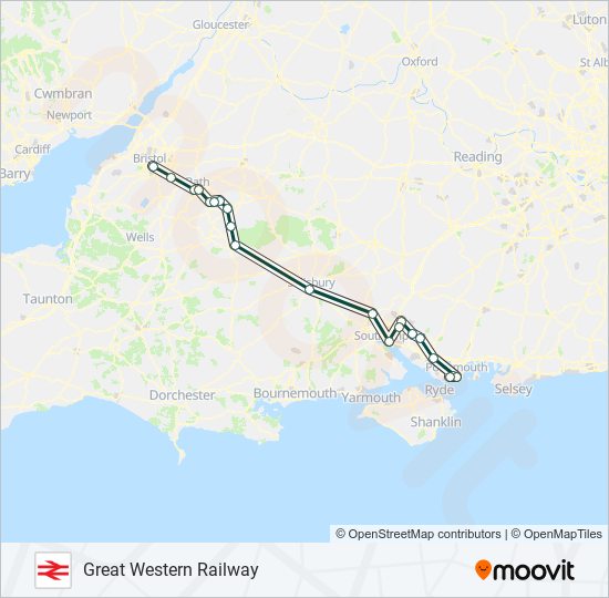 GREAT WESTERN RAILWAY train Line Map