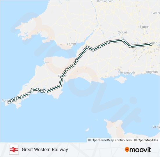 GREAT WESTERN RAILWAY train Line Map