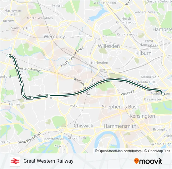 GREAT WESTERN RAILWAY Train Line Map