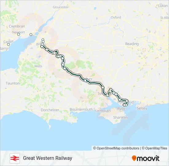 GREAT WESTERN RAILWAY Train Line Map
