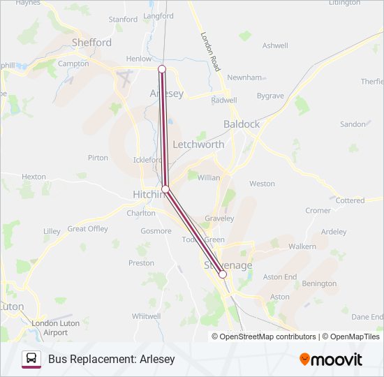 thameslink Route Schedules, Stops & Maps Bus Replacement Arlesey