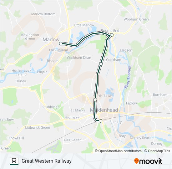 GREAT WESTERN RAILWAY Bus Line Map