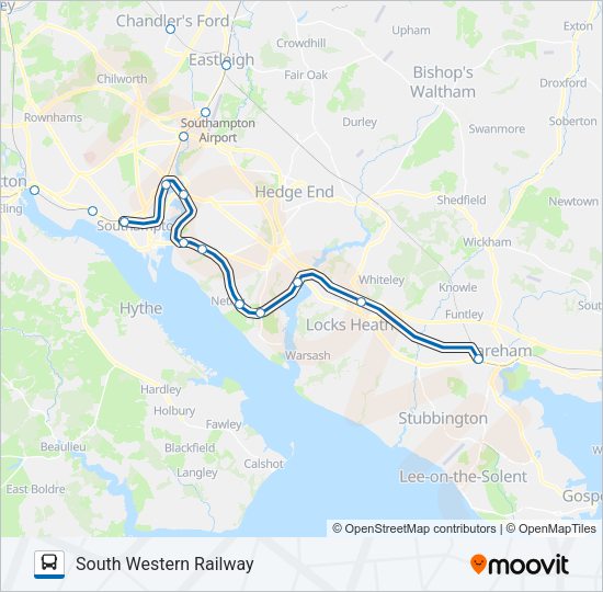 SOUTH WESTERN RAILWAY Bus Line Map