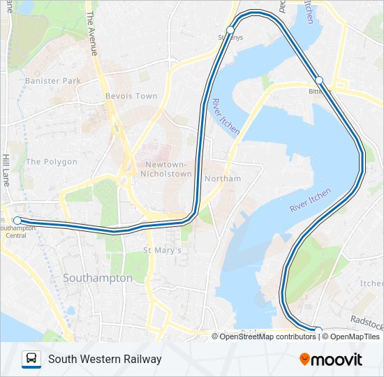 SOUTH WESTERN RAILWAY Bus Line Map