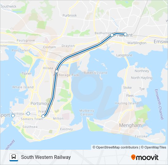 SOUTH WESTERN RAILWAY bus Line Map