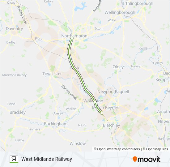 WEST MIDLANDS RAILWAY Bus Line Map