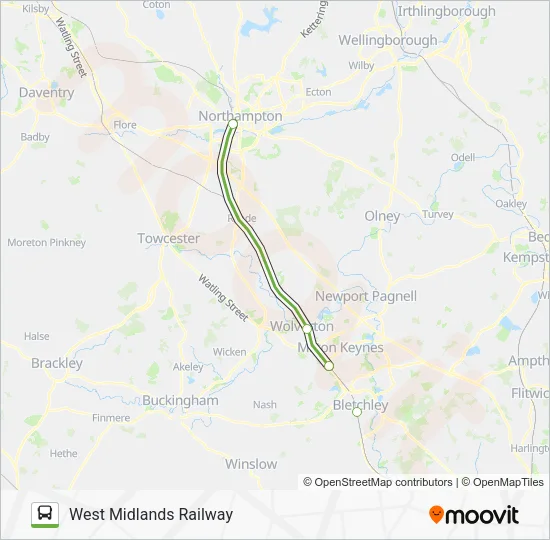 WEST MIDLANDS RAILWAY Bus Line Map