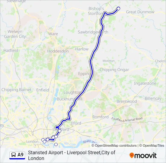 A9 Bus Line Map