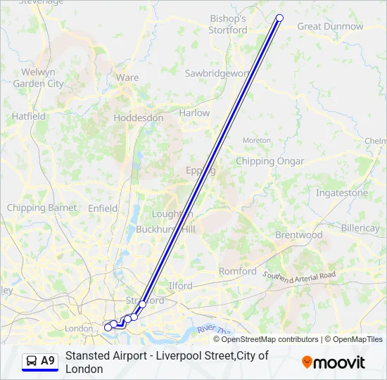 A9 Bus Line Map