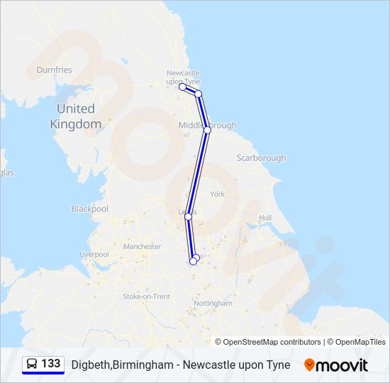 133 Route: Schedules, Stops & Maps - Newcastle upon Tyne (Updated)
