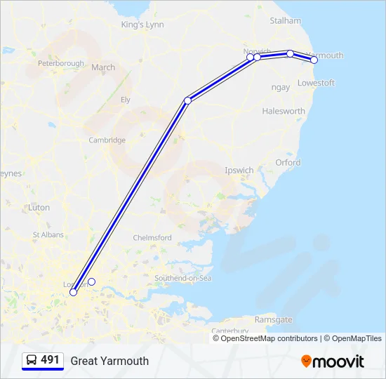 491 Bus Line Map