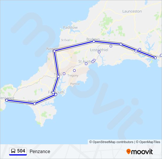 504 Route Schedules, Stops & Maps Penzance (Updated)