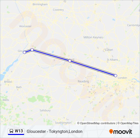 W13 Bus Line Map