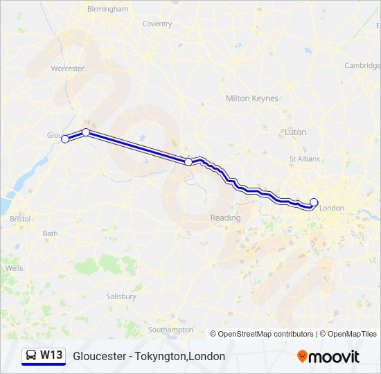 W13 bus Line Map