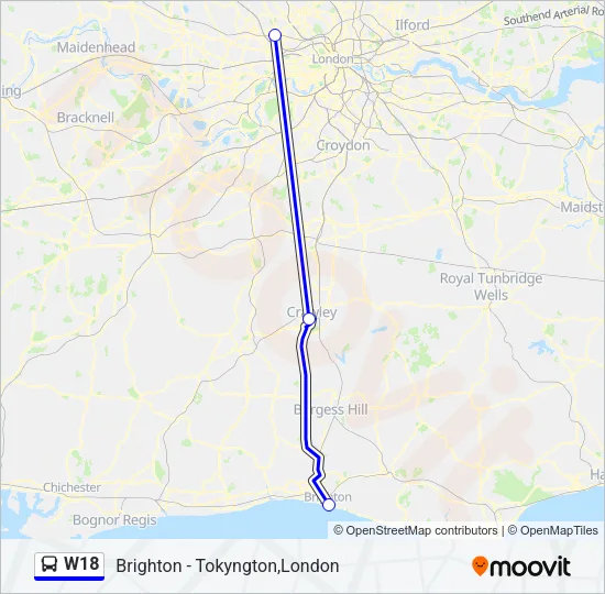 W18 Bus Line Map