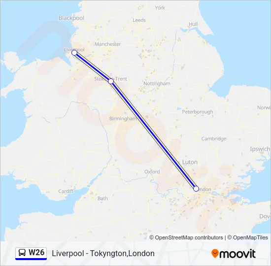 W26 Bus Line Map