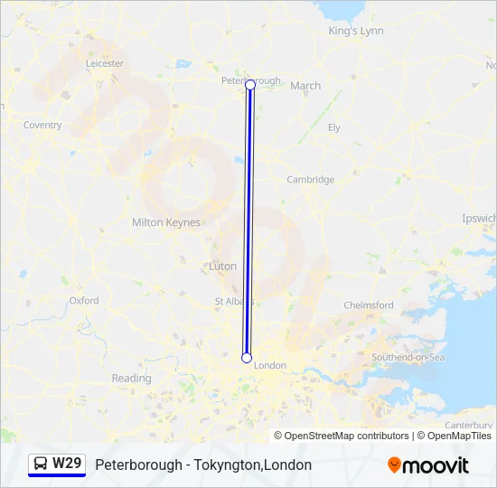 W29 Bus Line Map