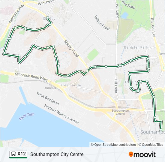 X12 Route Schedules Stops Maps Southampton City Centre Updated 