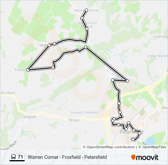 Bus 71 Route Map 71 Route: Schedules, Stops & Maps - Petersfield (Updated)