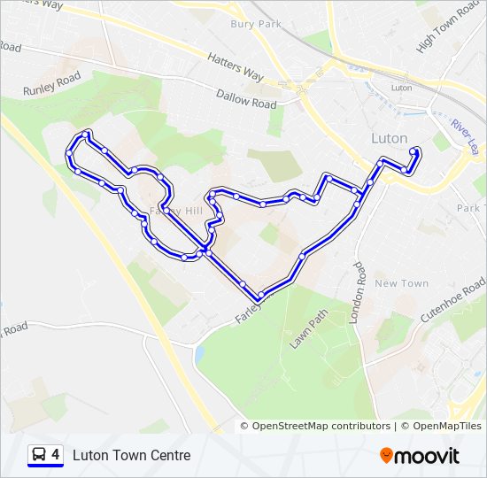 Luton Town Centre Map 4 Route: Schedules, Stops & Maps - Luton Town Centre (Updated)