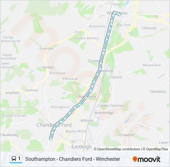 1 Route Schedules, Stops & Maps Chandlers Ford (Updated)