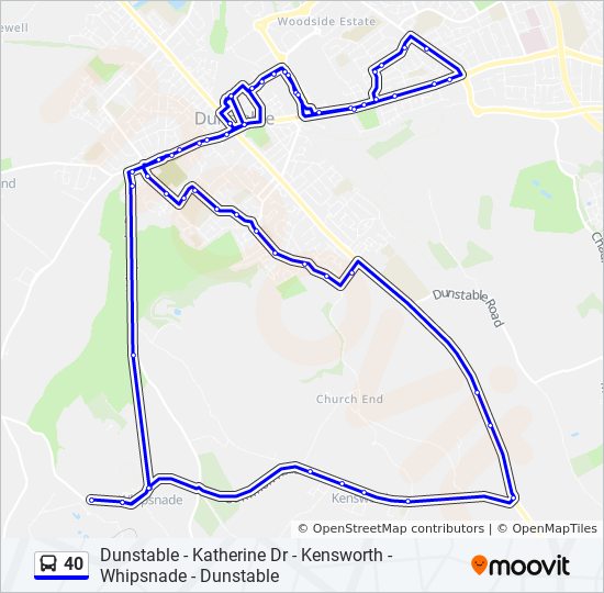 Bus 40 Route Map 40 Route: Schedules, Stops & Maps - Dunstable (Updated)