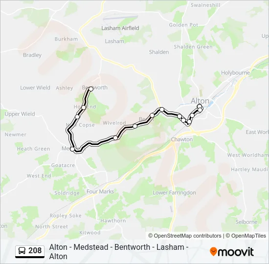 208 Bus Line Map