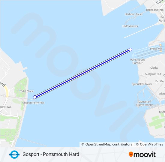 GOSPORT NIGHT FERRY river bus Line Map