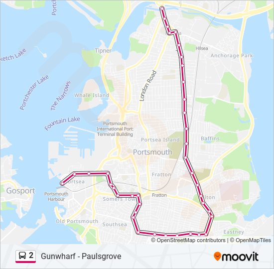 2 Route Schedules, Stops & Maps Hilsea (Updated)