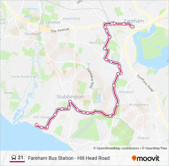First Bus Route 21 21 Route: Schedules, Stops & Maps - Fareham (Updated)