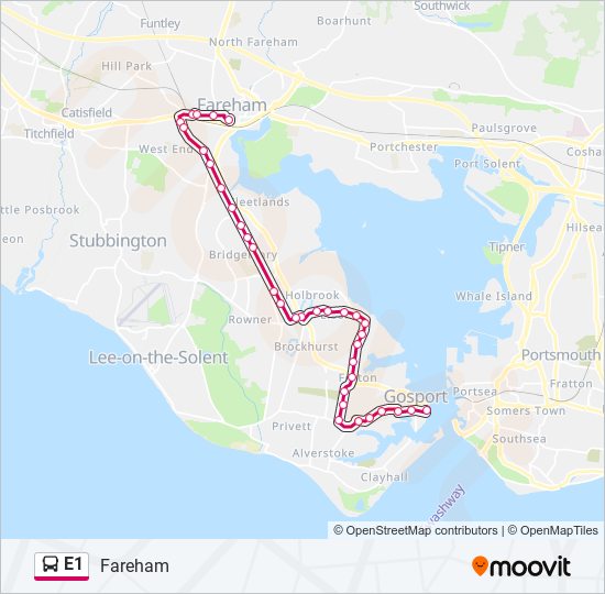 e1 Route Schedules, Stops & Maps Fareham (Updated)