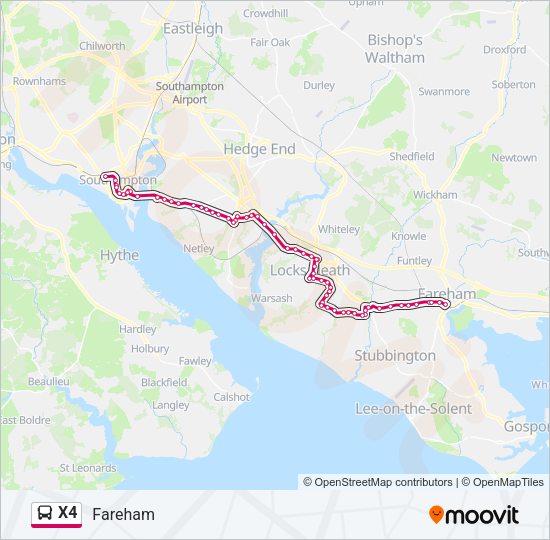 X4 Bus Route Map X4 Route: Schedules, Stops & Maps - Fareham (Updated) X4 Bus Route Map X4 Route: Schedules, Stops & Maps - Fareham (Updated)