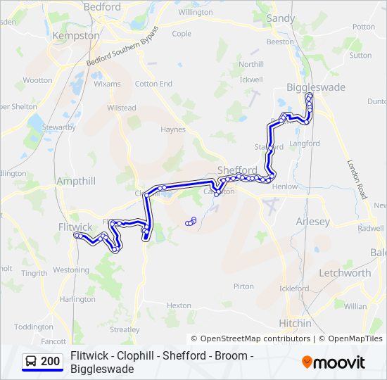 Bus 200 Route Map 200 Route: Schedules, Stops & Maps - Biggleswade (Updated)