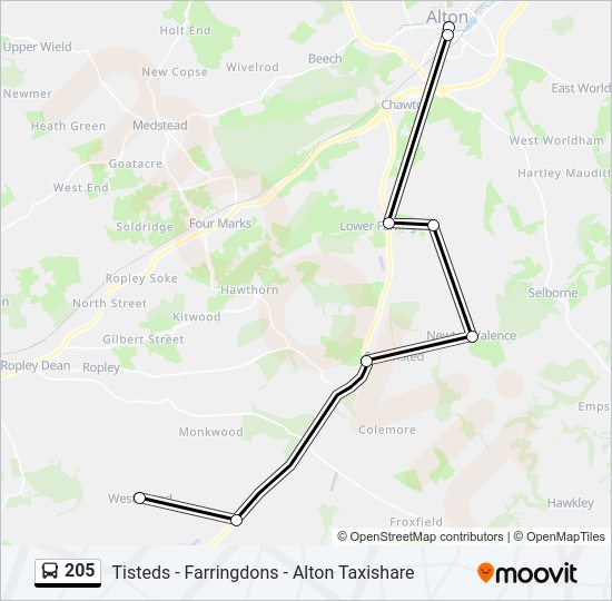 205 Bus Line Map