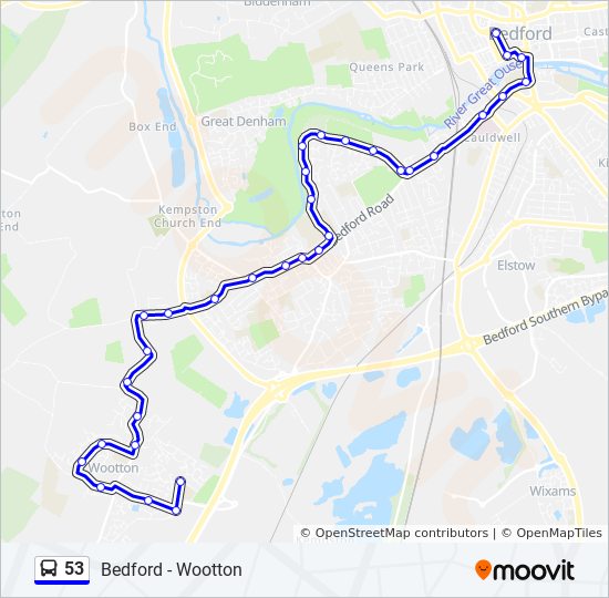 Bus 53 Route Map 53 Route: Schedules, Stops & Maps - Bedford (Updated)