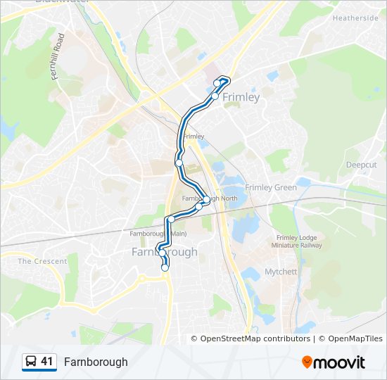 Bus 41 Route Map 41 Route: Schedules, Stops & Maps - Farnborough (Updated)