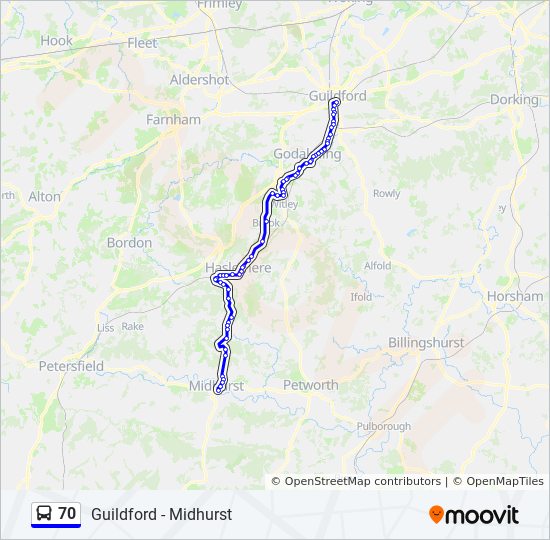 Bus 70 Route Map 70 Route: Schedules, Stops & Maps - Guildford (Updated)