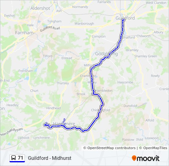 Bus 71 Route Map 71 Route: Schedules, Stops & Maps - Guildford (Updated)