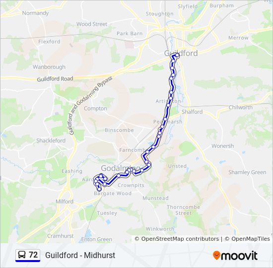 Bus 72 Route Map 72 Route: Schedules, Stops & Maps - Guildford (Updated)