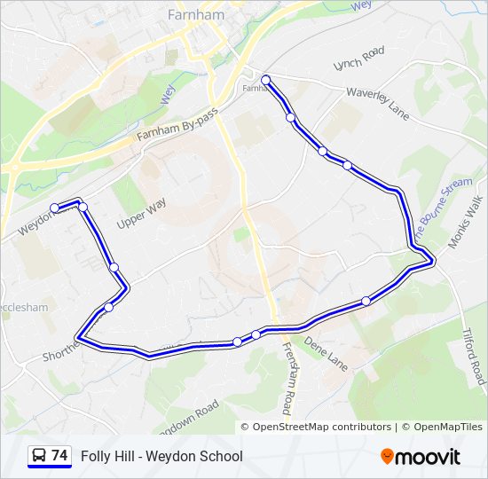 Bus 74 Route Map 74 Route: Schedules, Stops & Maps - Farnham (Updated)