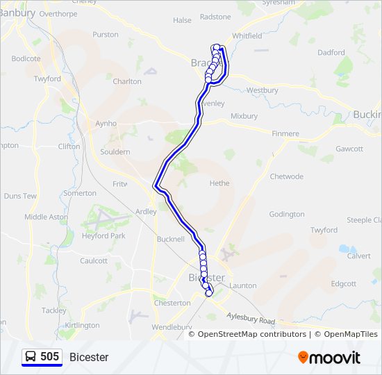 505 route schedules stops maps bicester