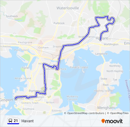 Bus 21 Route Map 21 Route: Schedules, Stops & Maps - Havant (Updated)