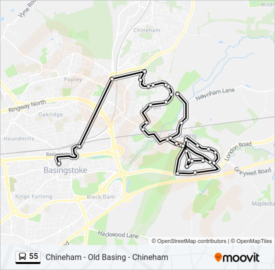 55 Bus Line Map