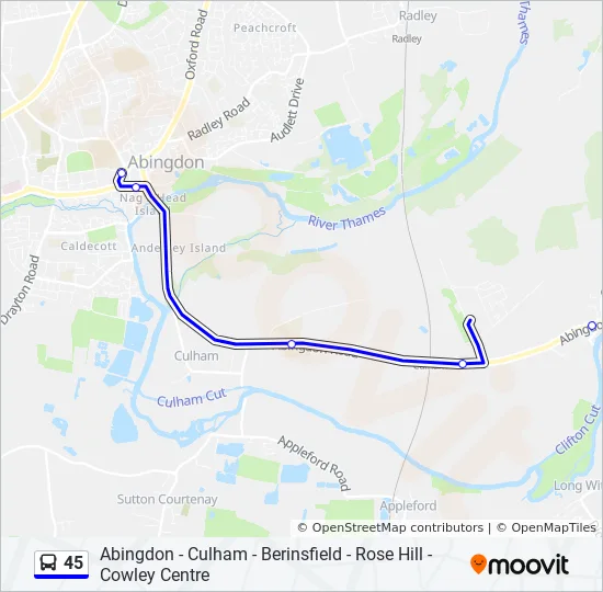 Cct Bus Schedule Route 45 45 Route: Schedules, Stops & Maps - Abingdon Town Centre (Updated)