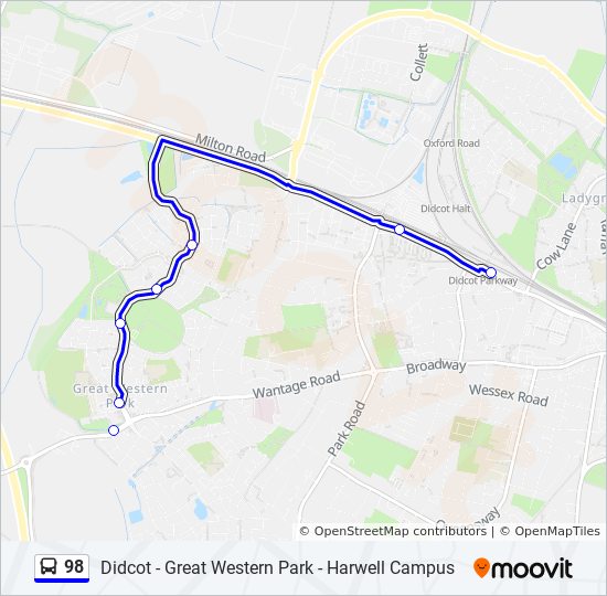 Bus 98 Route Map 98 Route: Schedules, Stops & Maps - Didcot (Updated)