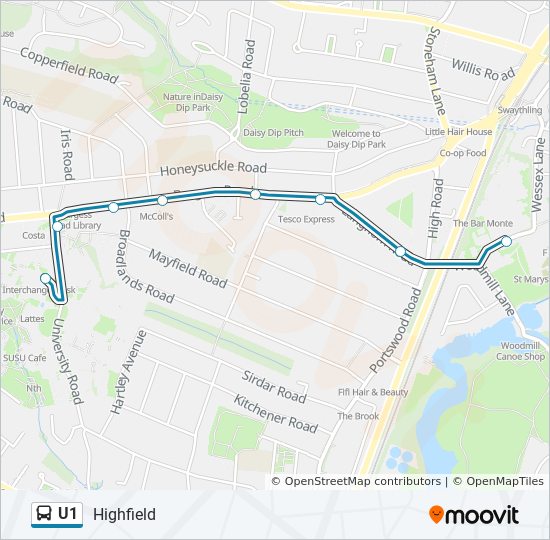 U1 Bus Line Map