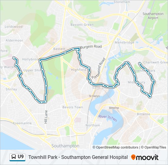 U9 Bus Line Map