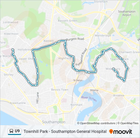 U9 Bus Line Map
