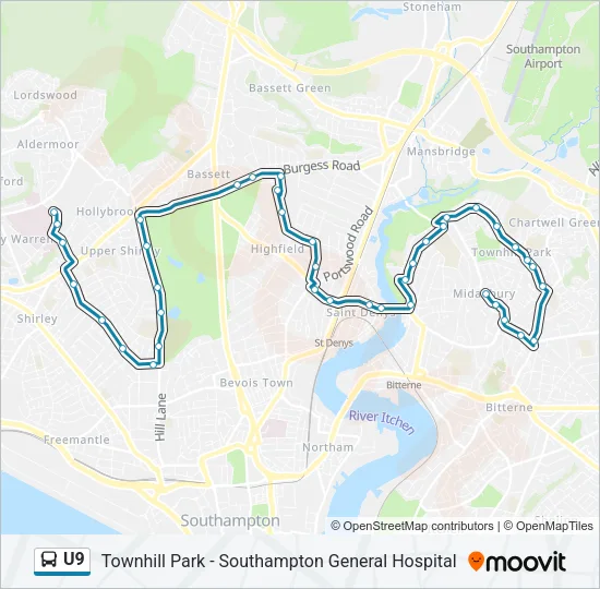 U9 Bus Line Map