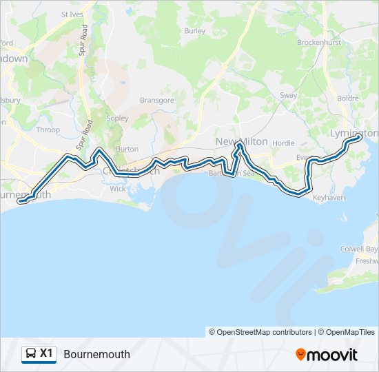 X1 Bus Line Map